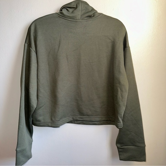 NWT New Balance Cropped Mock Neck Sweater Military Green Size: XL - Picture 2 of 3